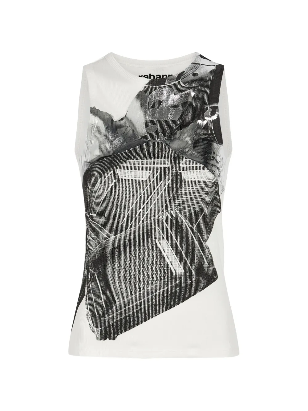 Rabanne graphic-print ribbed tank top - Bianco