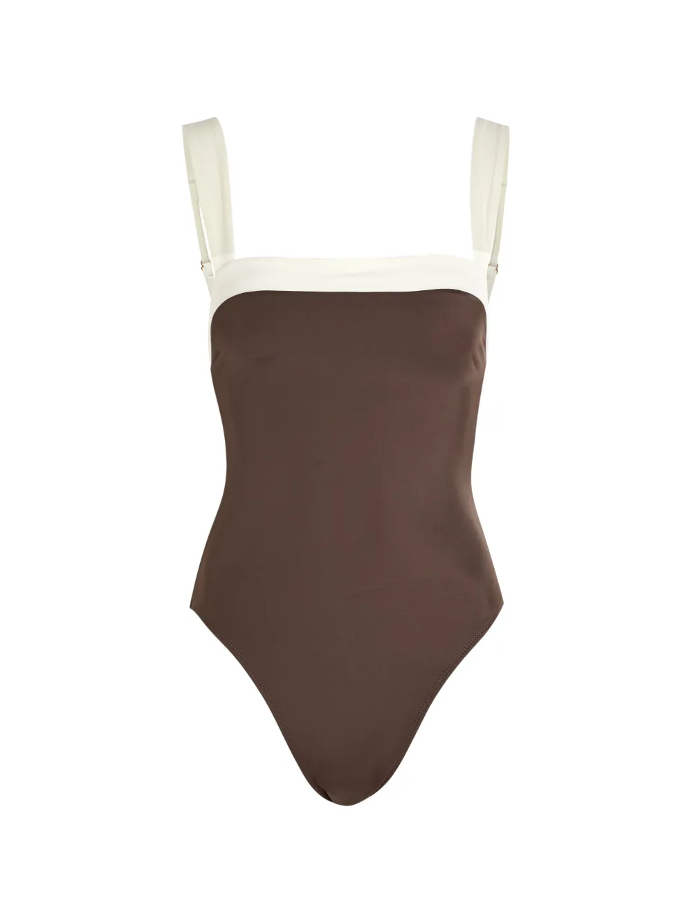 AWAY THAT DAY Grenada colour-block square-neck swimsuit - Marrone