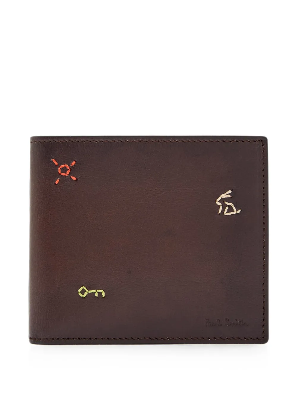 Paul Smith motif-embroidered wallet - Marrone