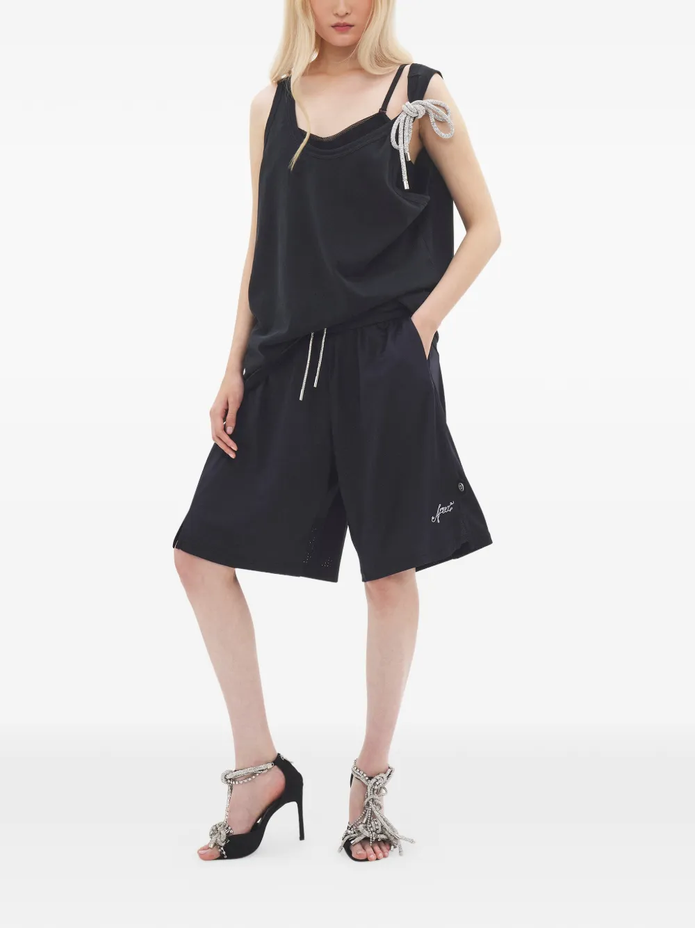 AREA Shorts met geborduurd logo Zwart