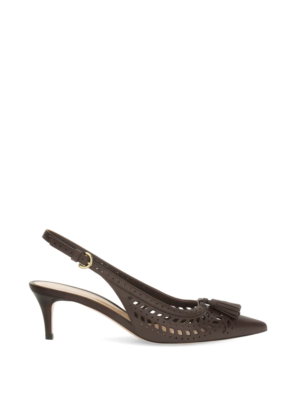 Gianvito Rossi Fes Sling tassel laser-cut slingback pumps - Brown