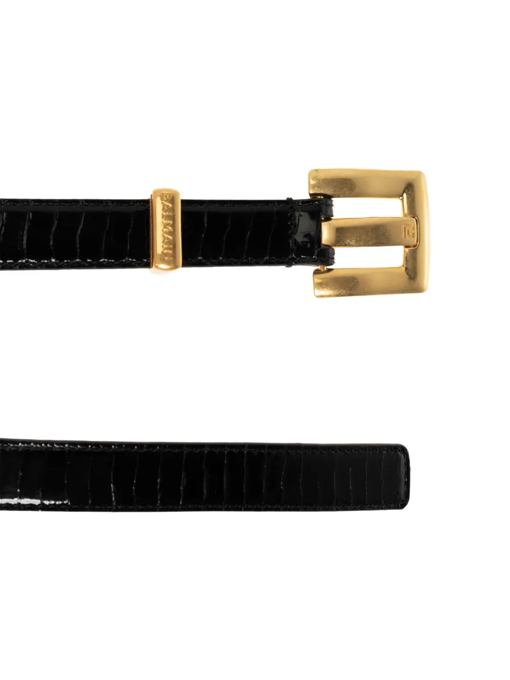 Balmain Leren riem met krokodillen-reliëf Zwart