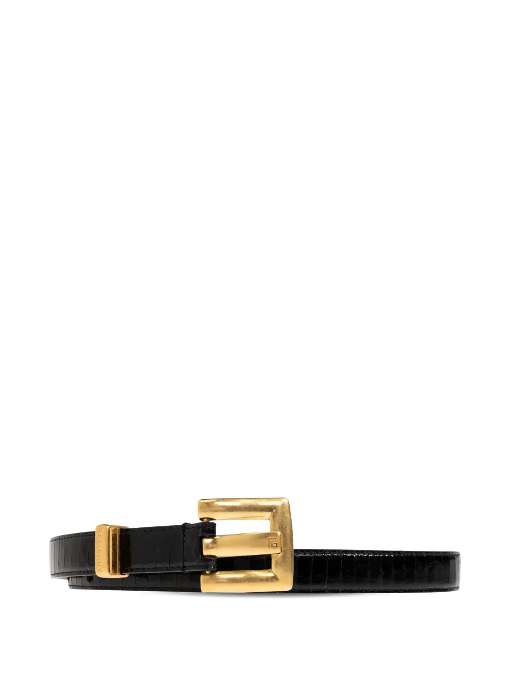 Balmain Leren riem met krokodillen-reliëf Zwart