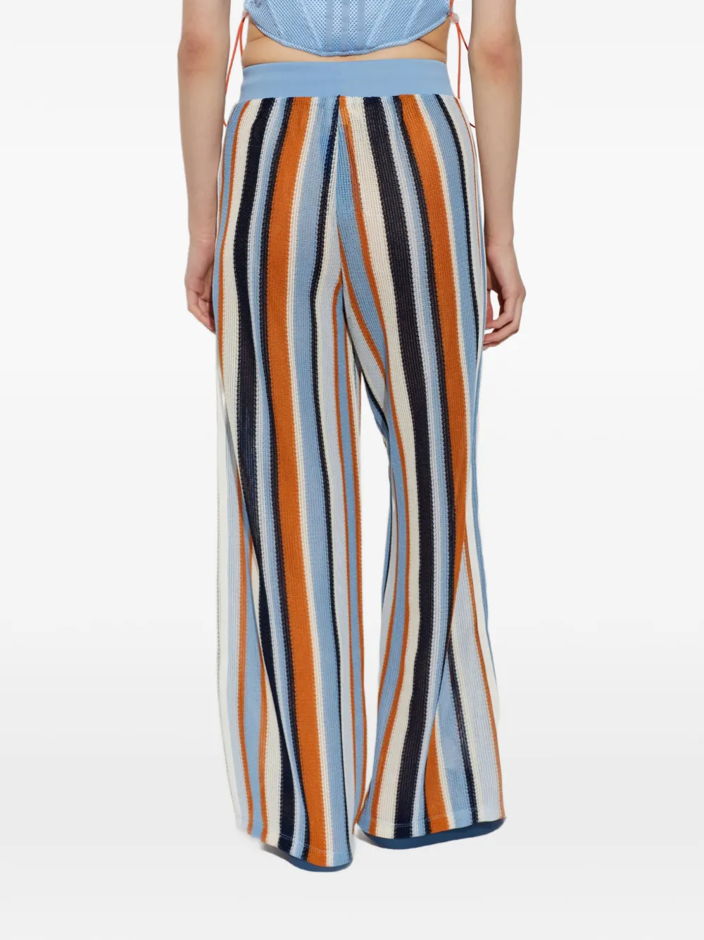 adidas Firebird Summer Glow gestreepte broek met logopatch Blauw