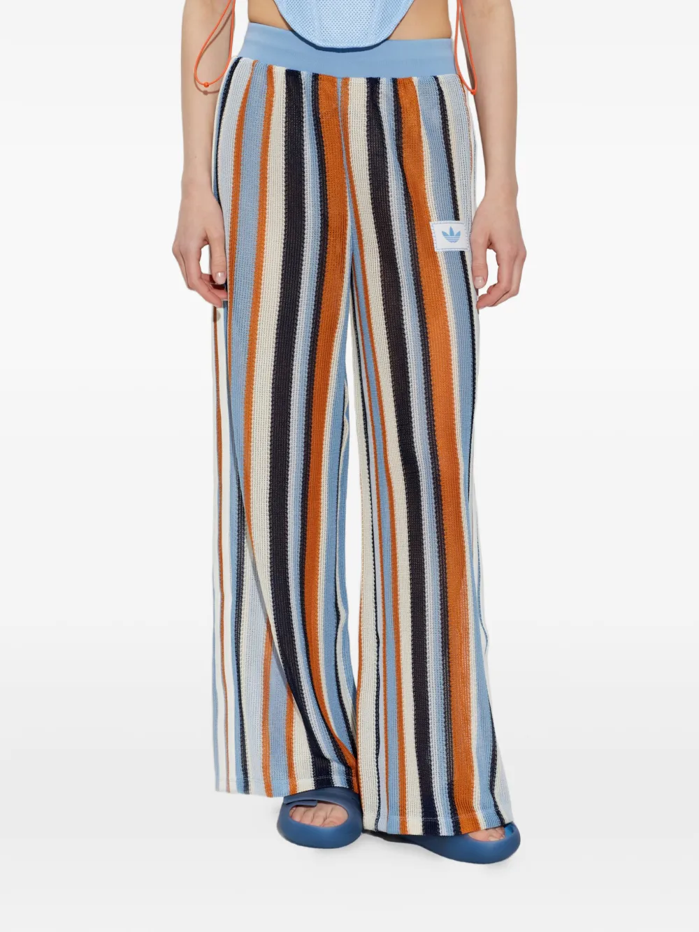 adidas Firebird Summer Glow gestreepte broek met logopatch Blauw