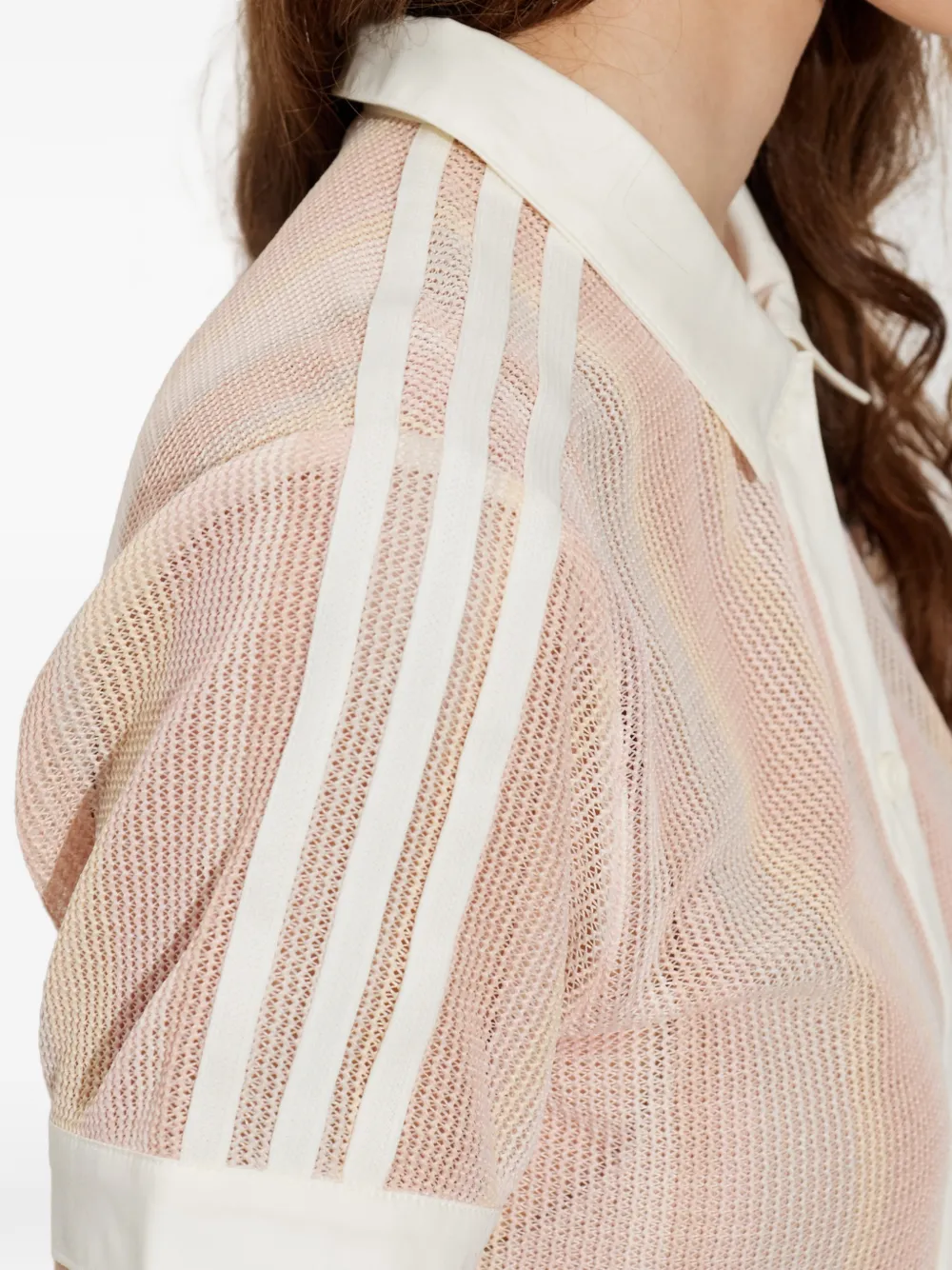 adidas Blouse met gestreept detail en mesh Roze