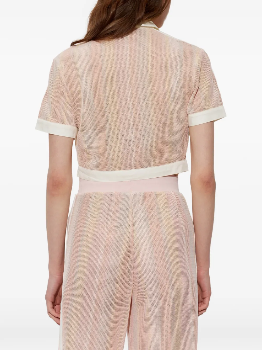 adidas Blouse met gestreept detail en mesh Roze
