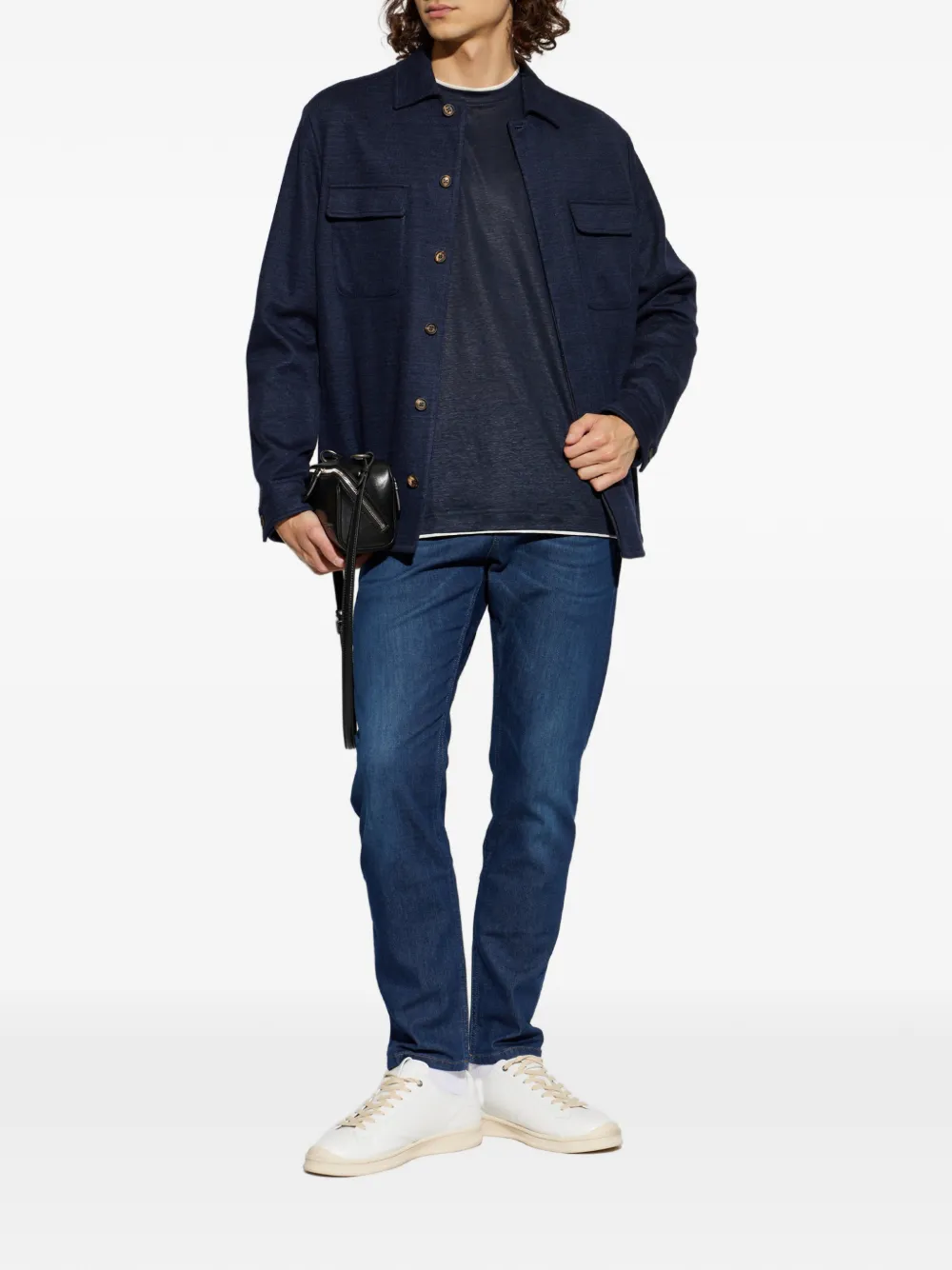 Eleventy Gelaagd linnen T-shirt Blauw