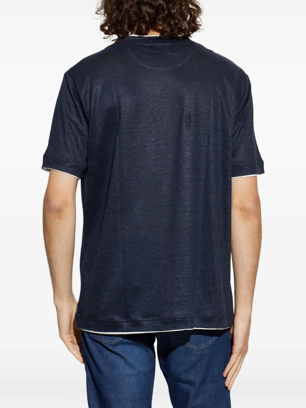 Eleventy Gelaagd linnen T-shirt Blauw
