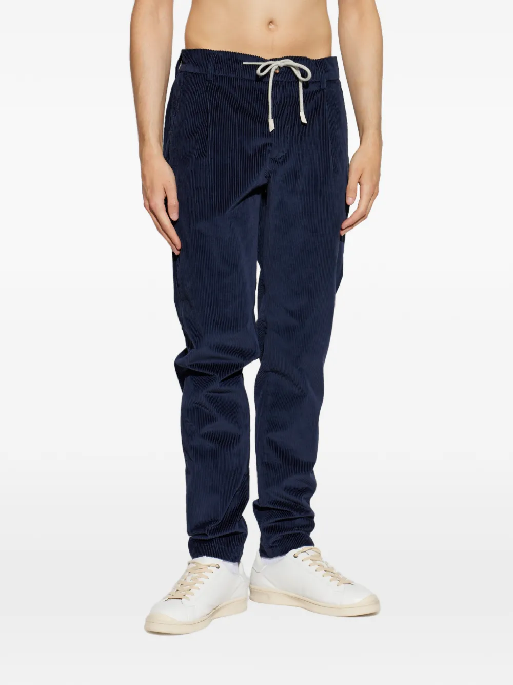 Eleventy Ribfluwelen plooibroek Blauw