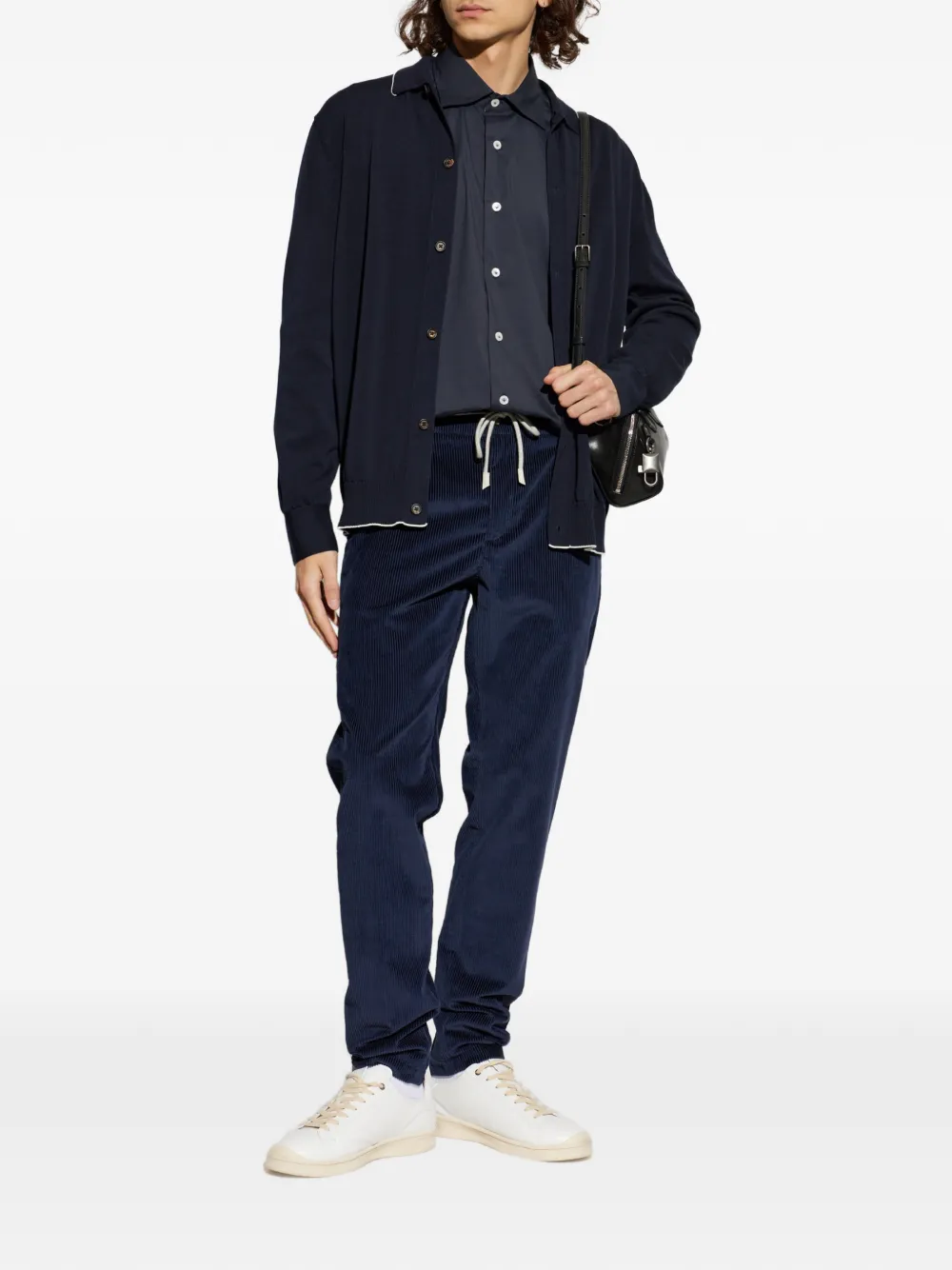 Eleventy Ribfluwelen plooibroek Blauw