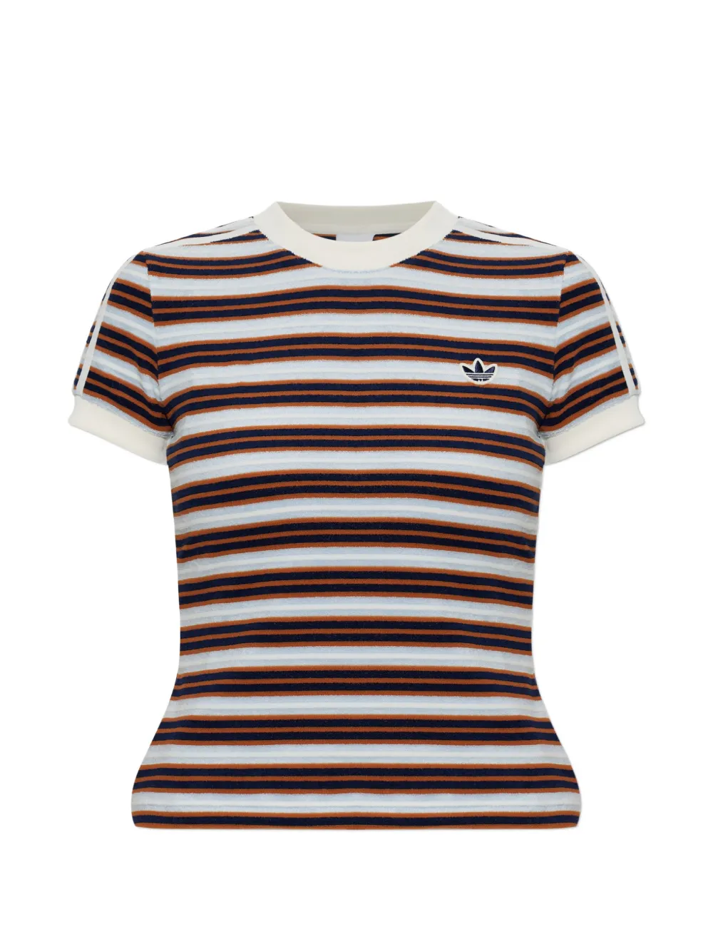 adidas Summer Glow striped logo-patch T-shirt - Toni neutri