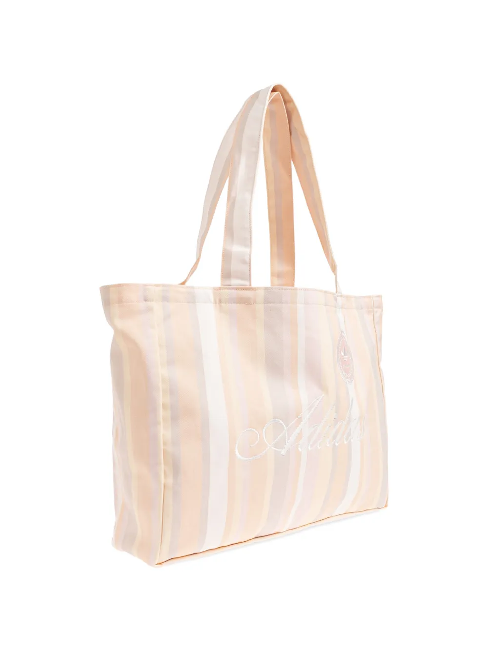 adidas striped embroidered tote bag Beige