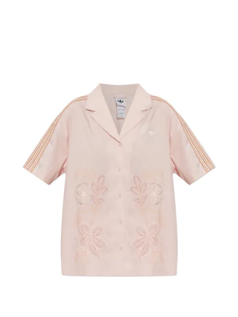 adidas floral-embroidered short-sleeved shirt