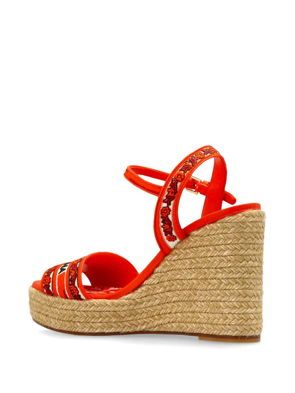 Dolce & Gabbana logo-embroidered wedge sandals Oranje