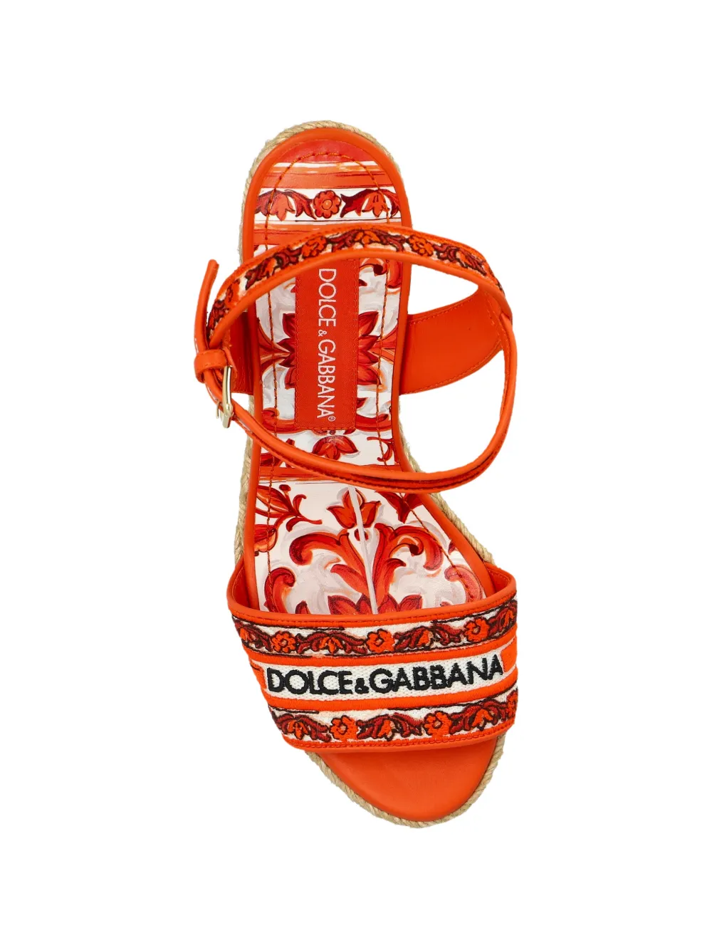 Dolce & Gabbana logo-embroidered wedge sandals Oranje