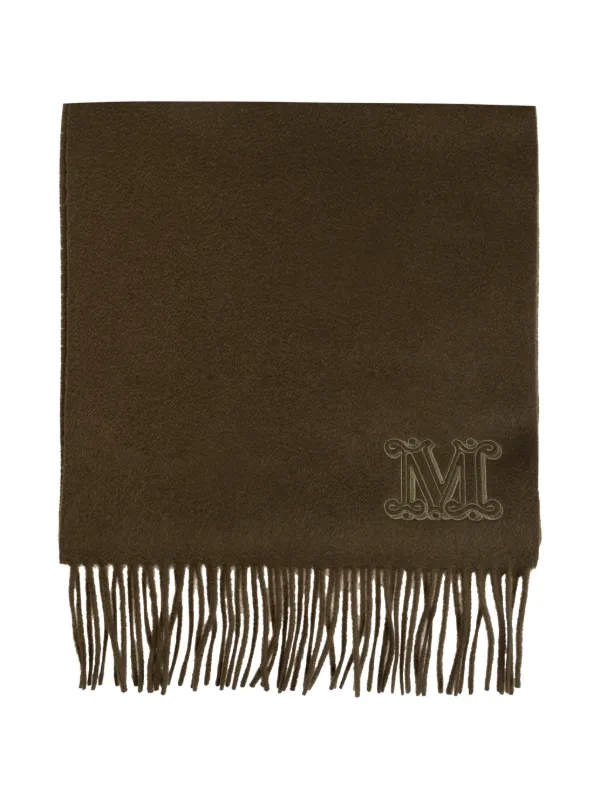 Max Mara Wsdalia Embroidered-logo Scarf in Green