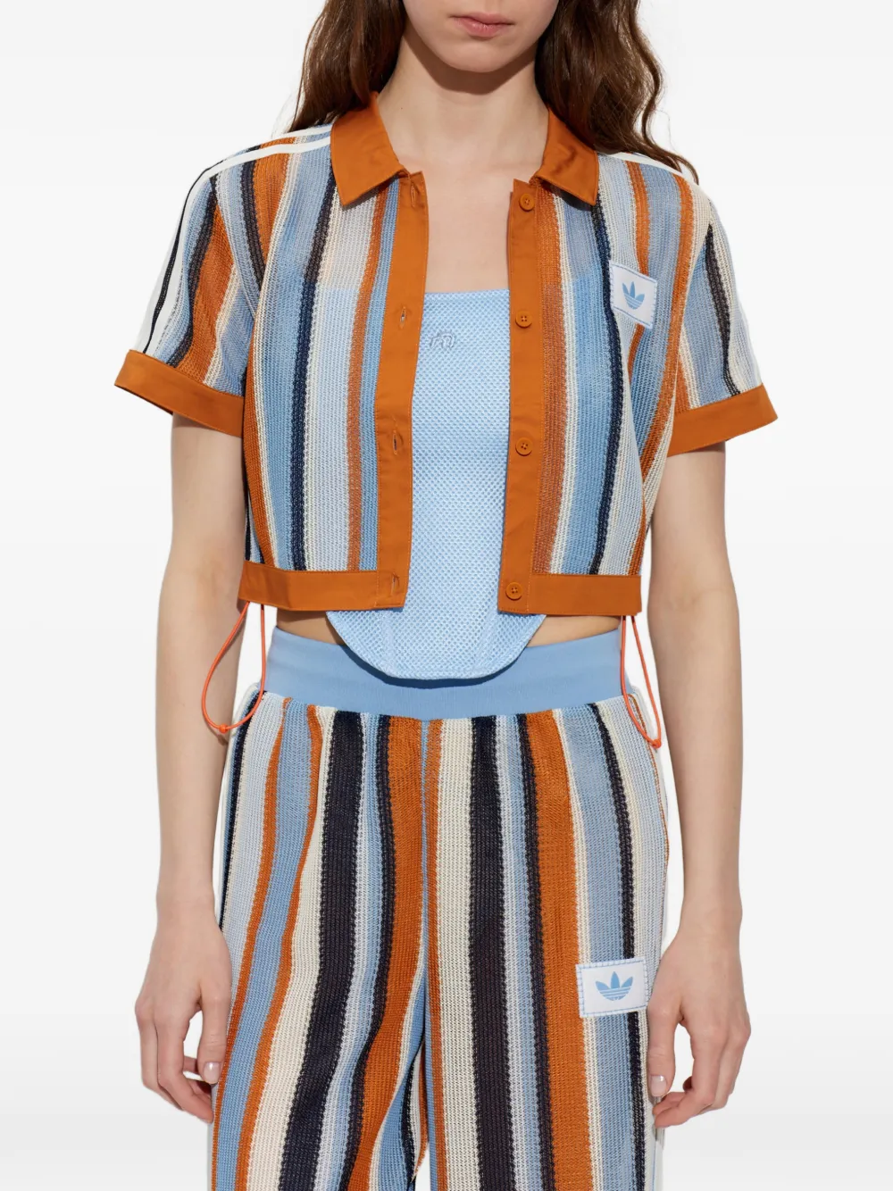 adidas striped short-sleeve shirt Blauw