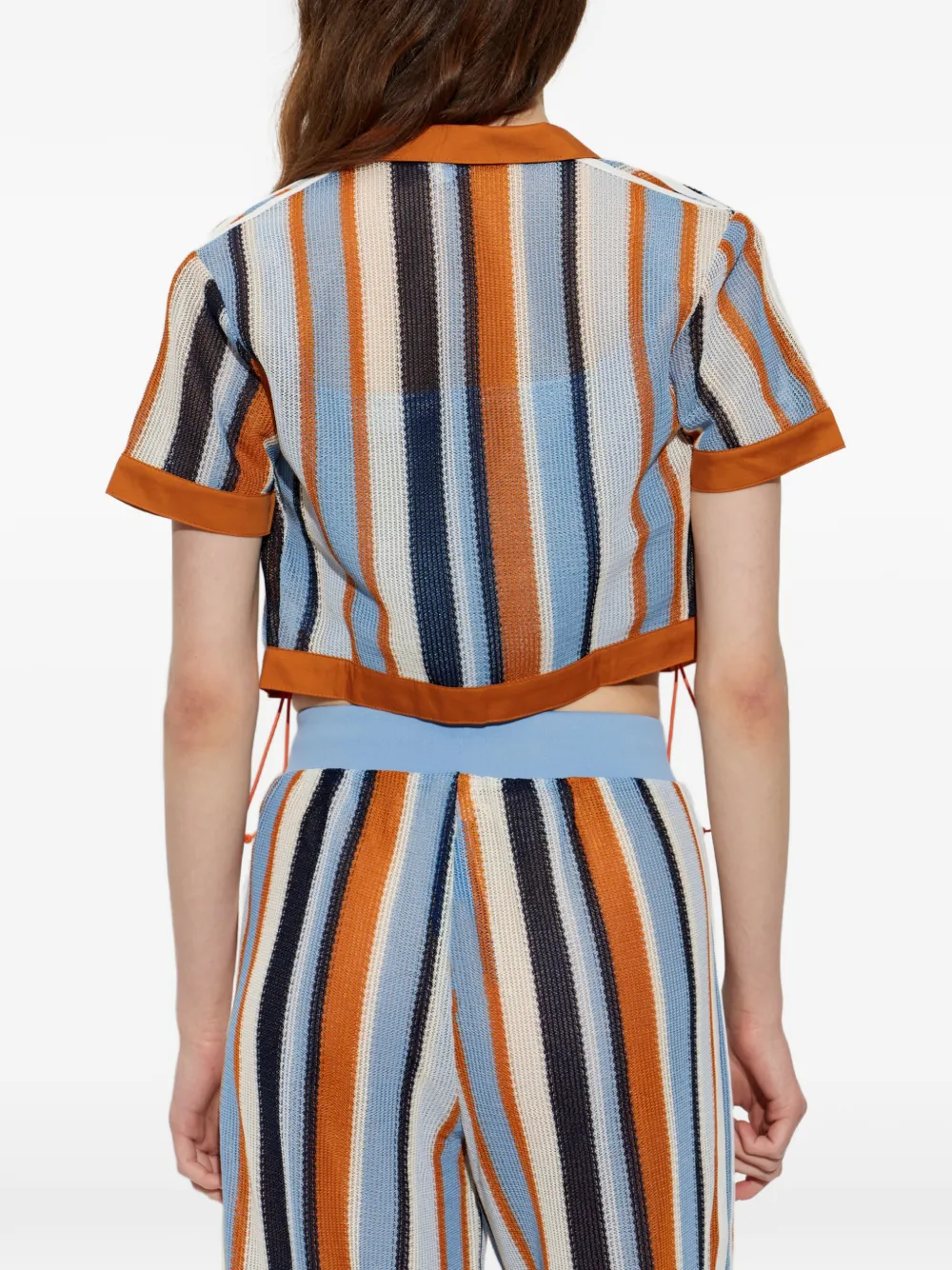 adidas striped short-sleeve shirt Blauw