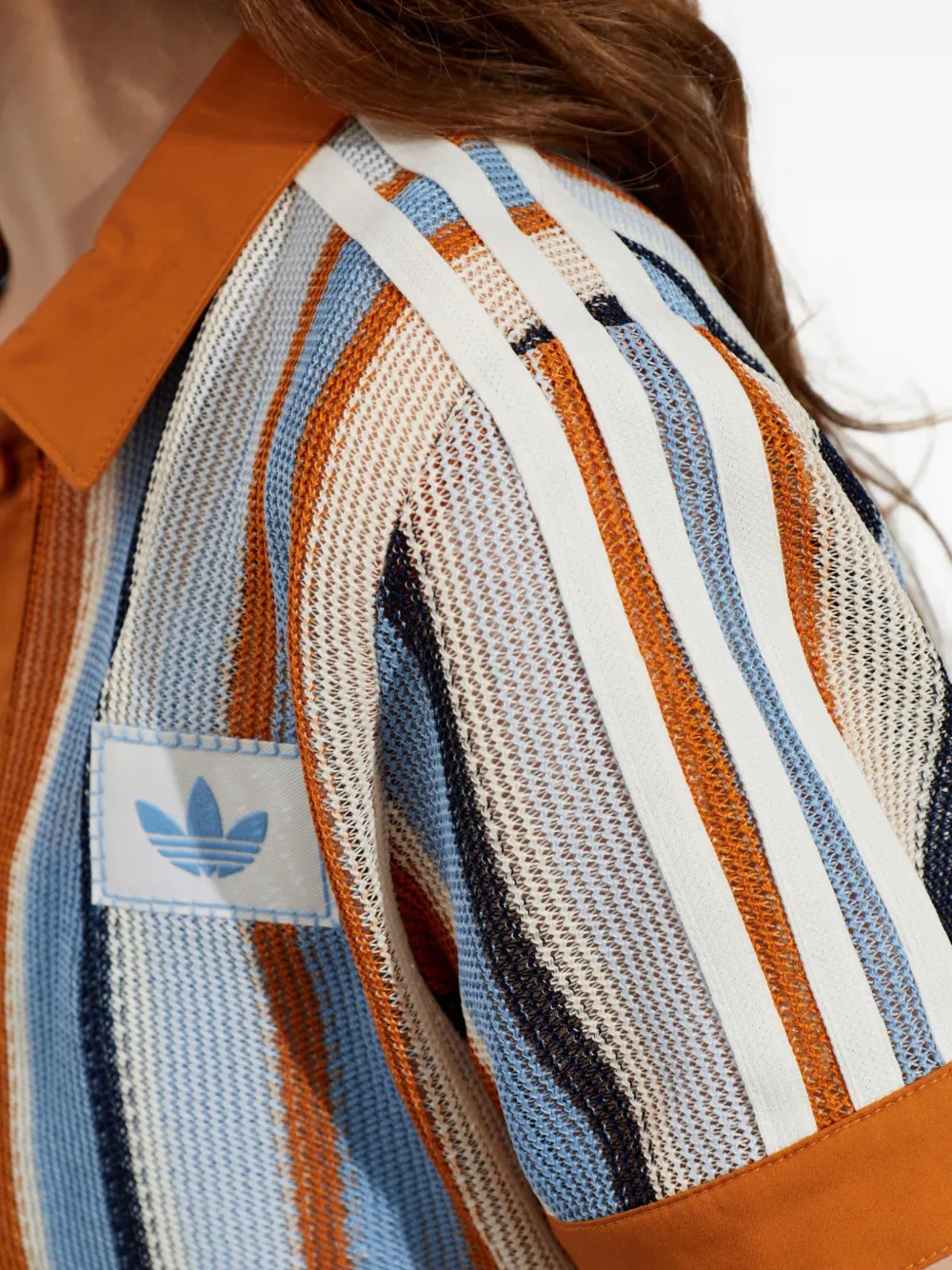 adidas striped short-sleeve shirt Blauw