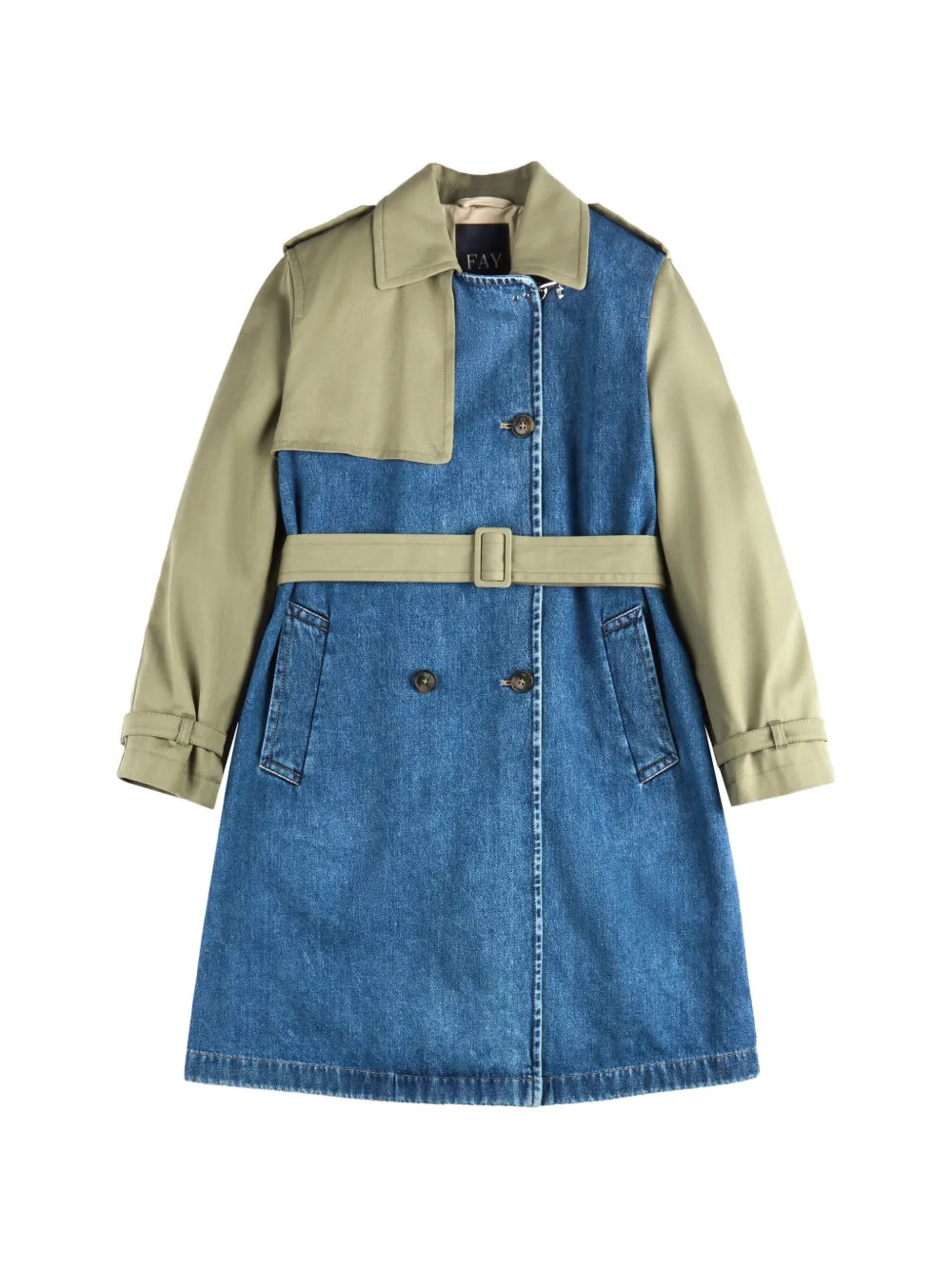 Fay Trench denim con cintura - Blu