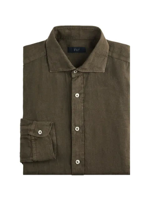 Fay garment-dyed french-collar shirt