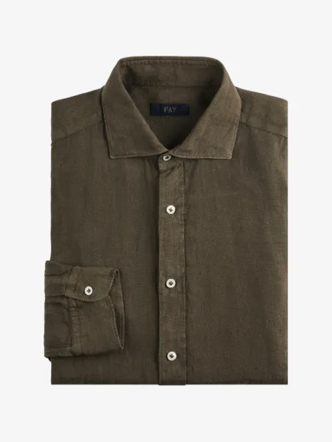Fay garment-dyed french-collar shirt