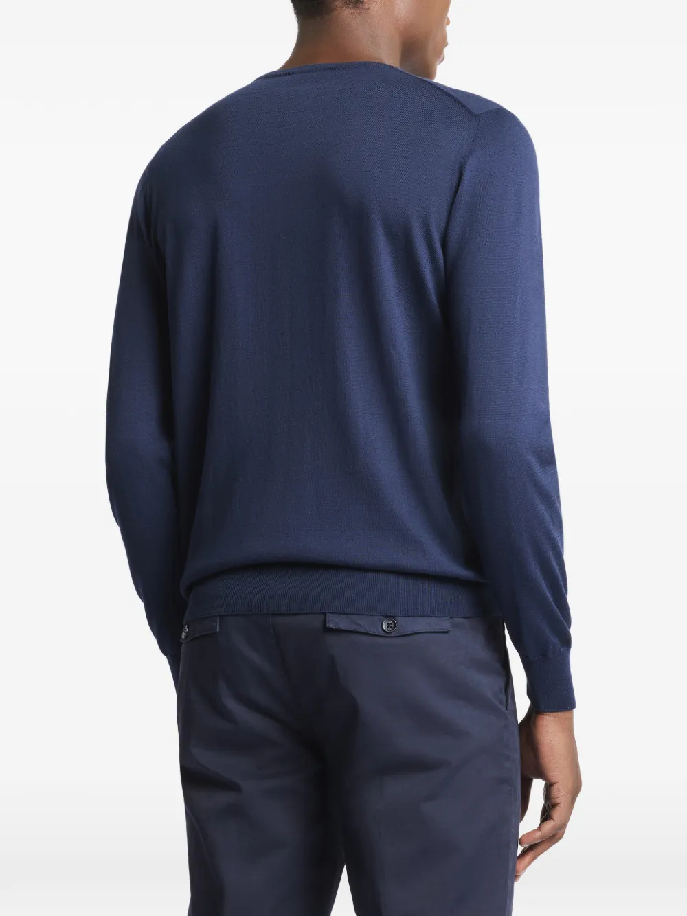 Fay Trui met geborduurd logo en ronde hals Blauw