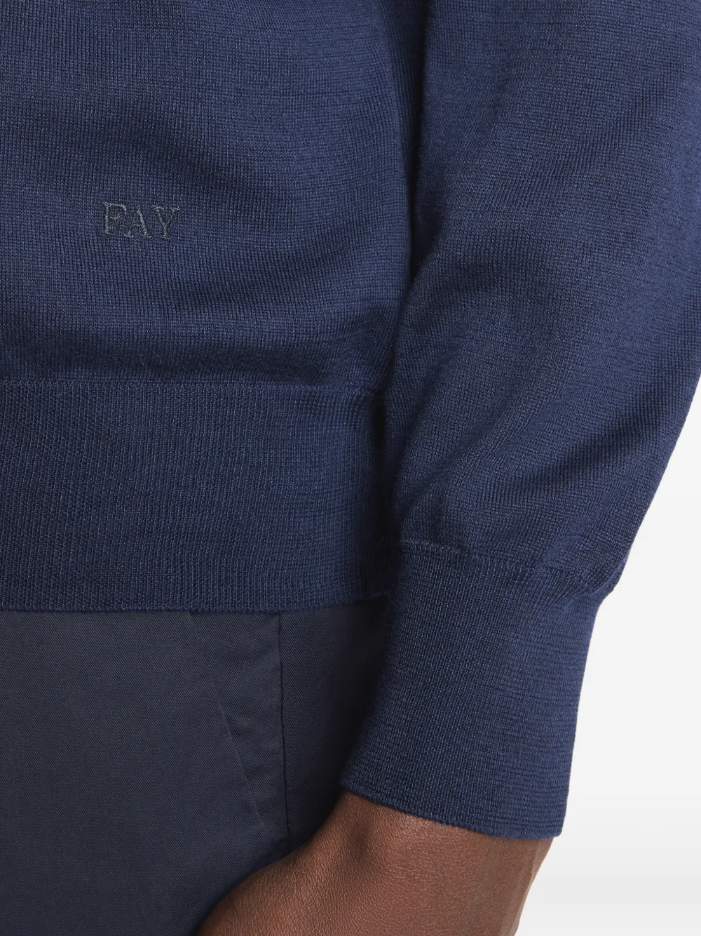 Fay Trui met geborduurd logo en ronde hals Blauw