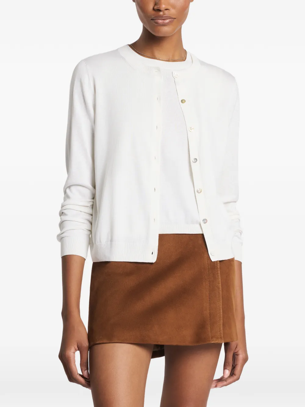  Fay Logo-plaque Button-up Cardigan - Blanc 