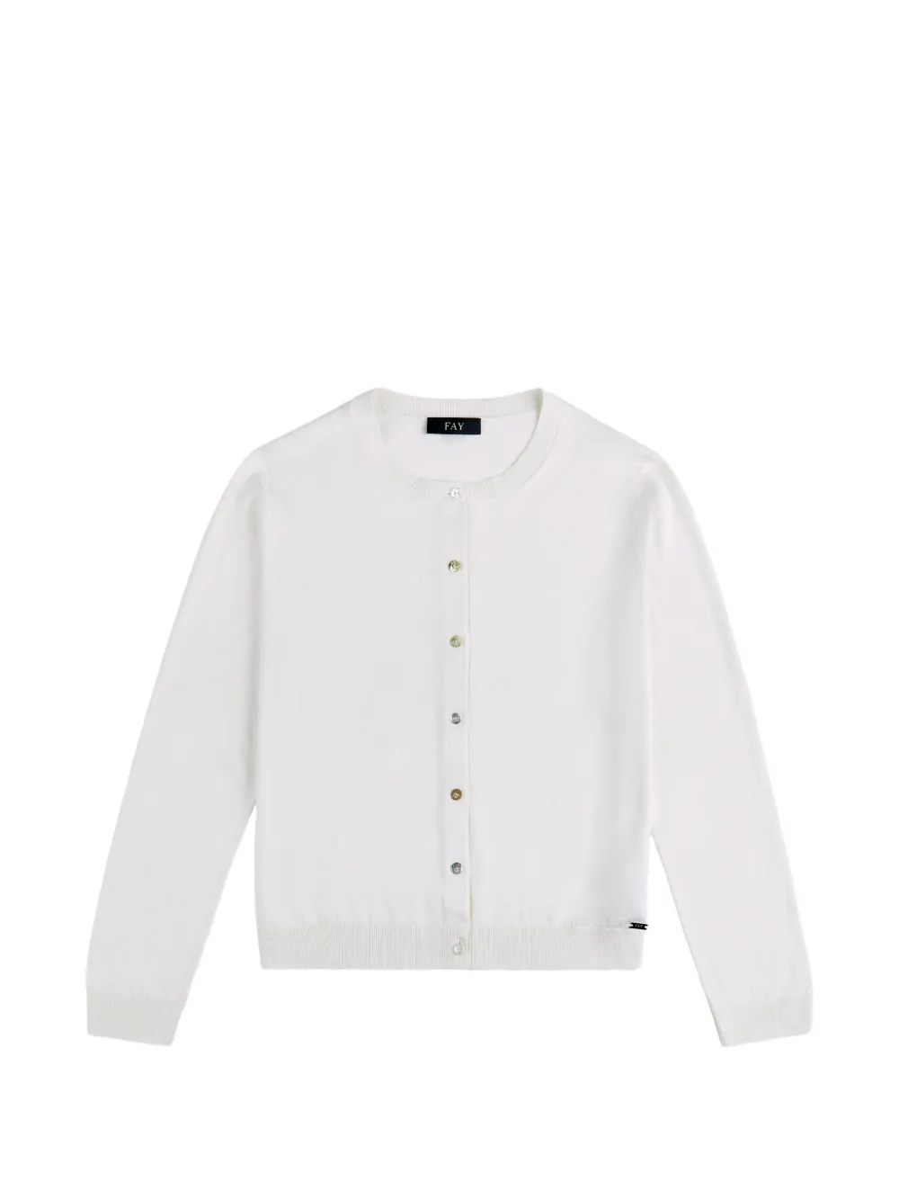 Fay Cardigan con applicazione logo e bottoni - Bianco