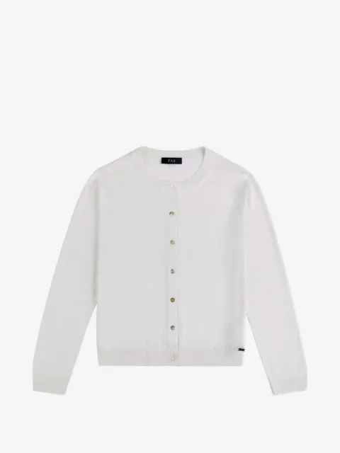 Fay logo-plaque button-up cardigan