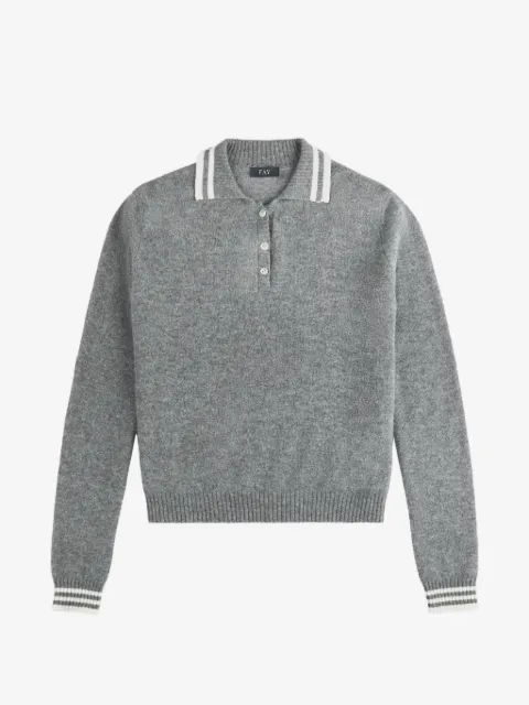 Fay stripe-trim button-up sweater
