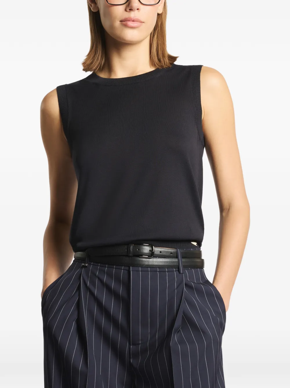  Fay Ribbed-trim Knit Top - Bleu 