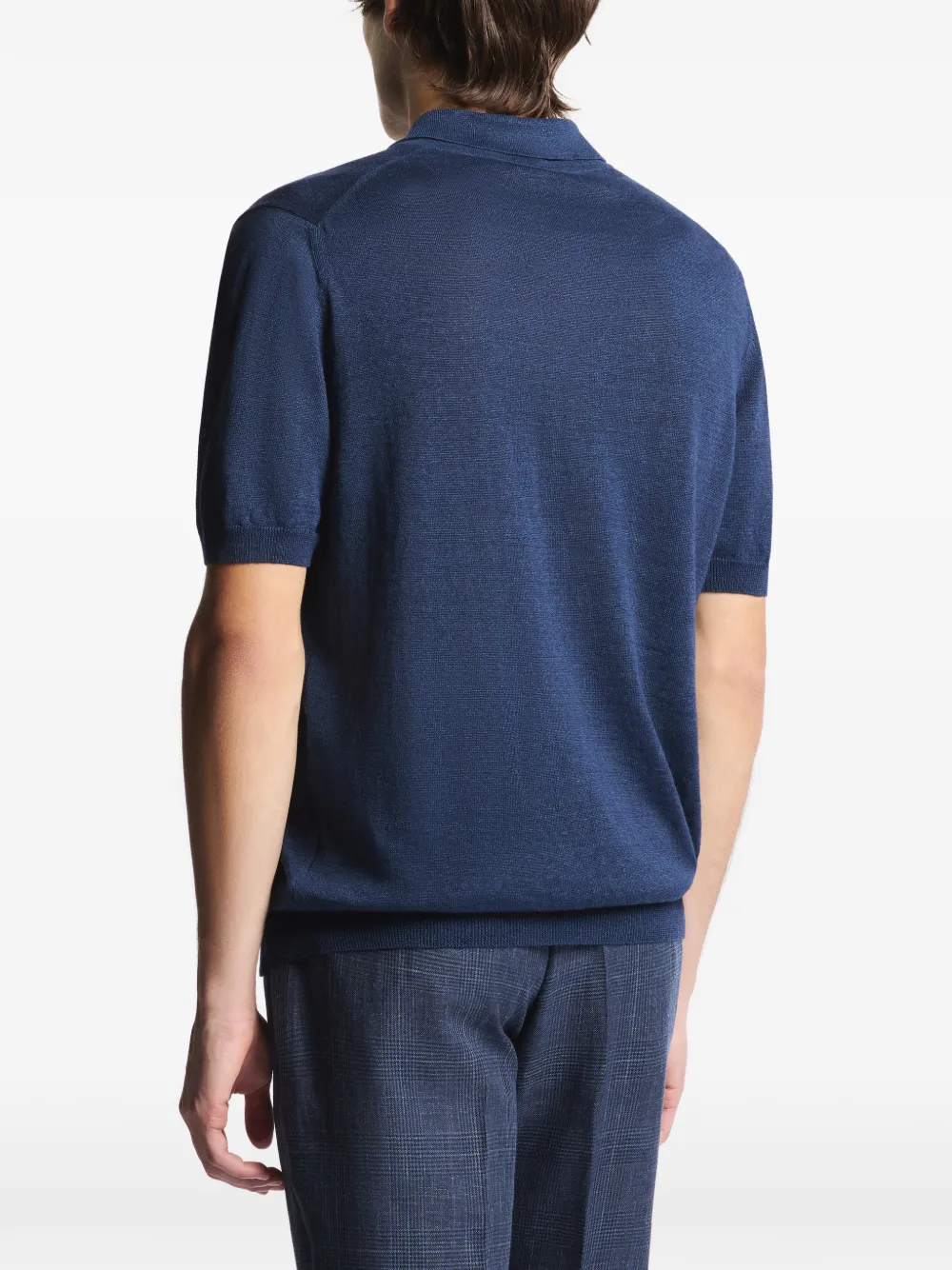 Fay Poloshirt met geribbelde afwerking Blauw