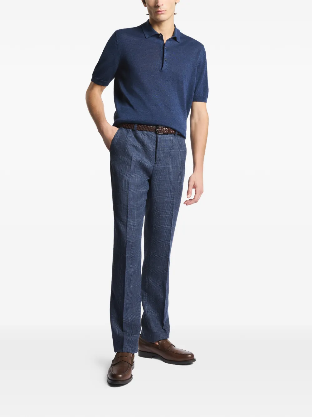 Fay Poloshirt met geribbelde afwerking Blauw