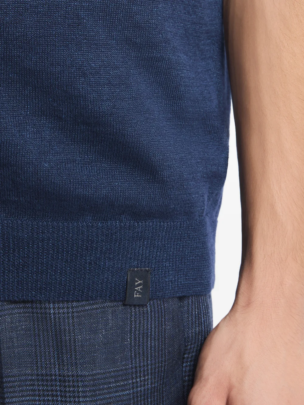Fay Poloshirt met geribbelde afwerking Blauw