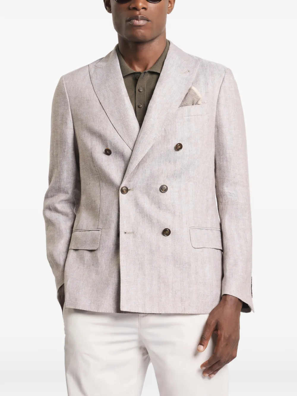 Fay Jack met puntige revers en dubbele rij knopen Beige