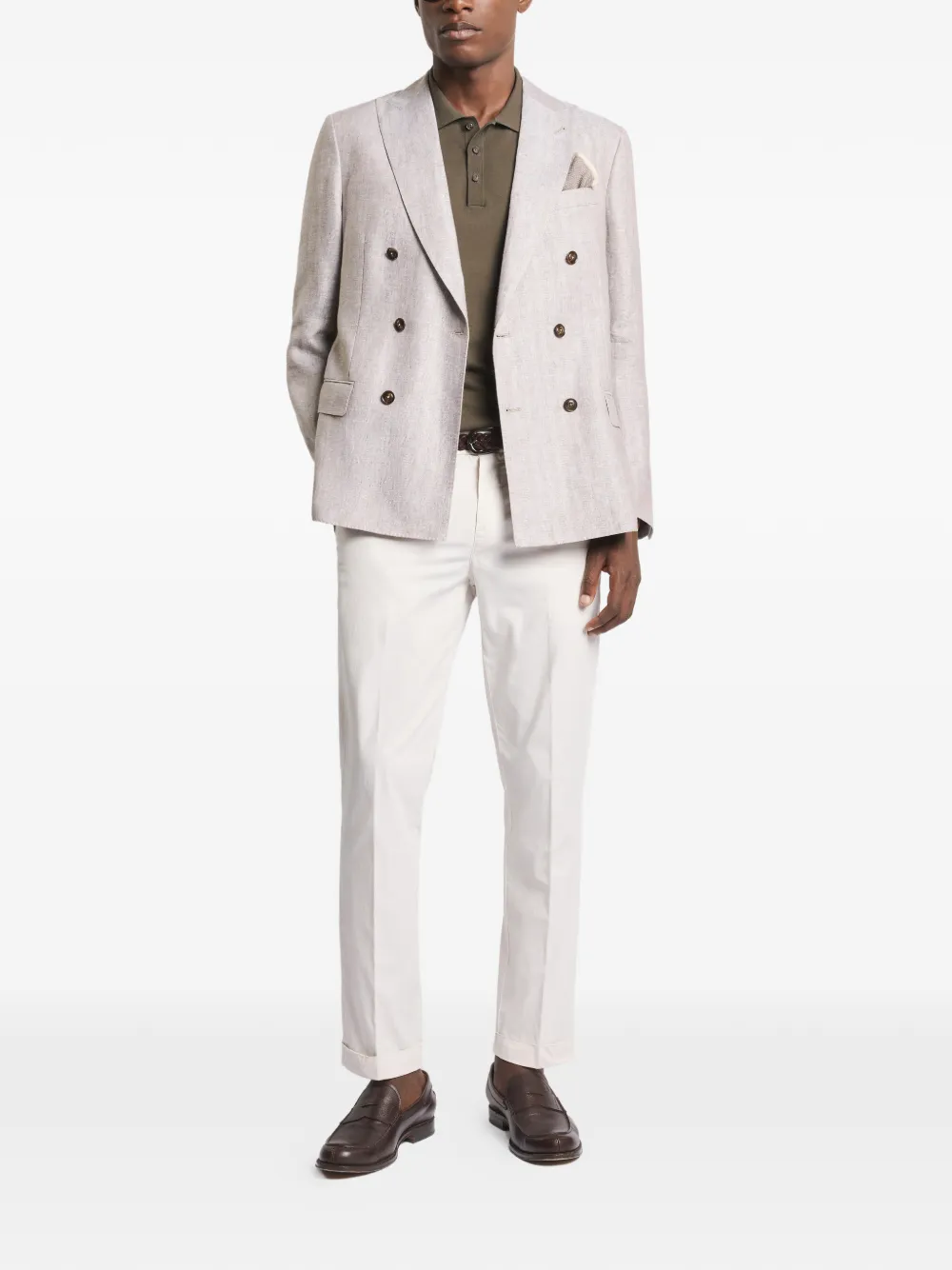 Fay Jack met puntige revers en dubbele rij knopen Beige
