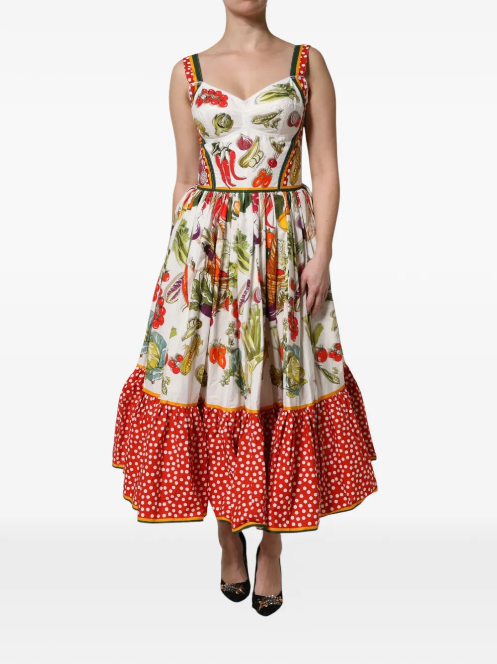 Dolce & Gabbana Abito midi con stampa - Bianco