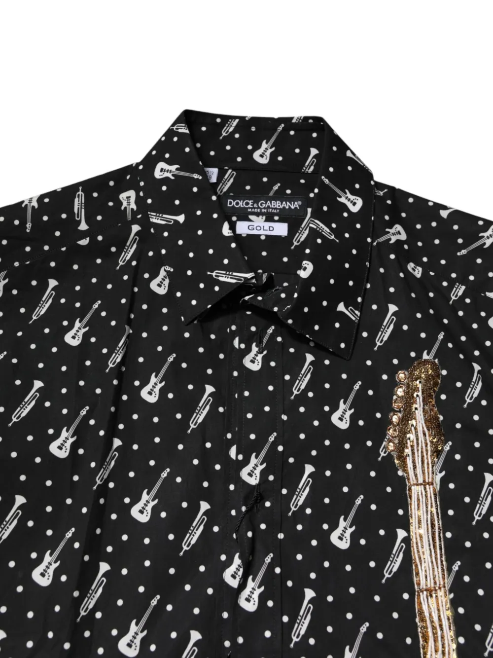 Dolce & Gabbana Overhemd verfraaid met pailletten en print Zwart