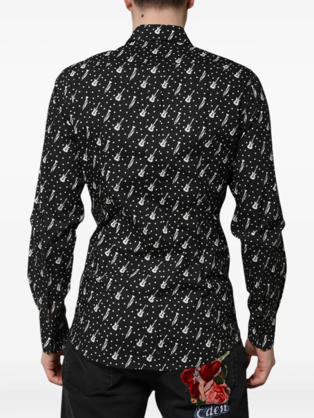 Dolce & Gabbana Overhemd verfraaid met pailletten en print Zwart