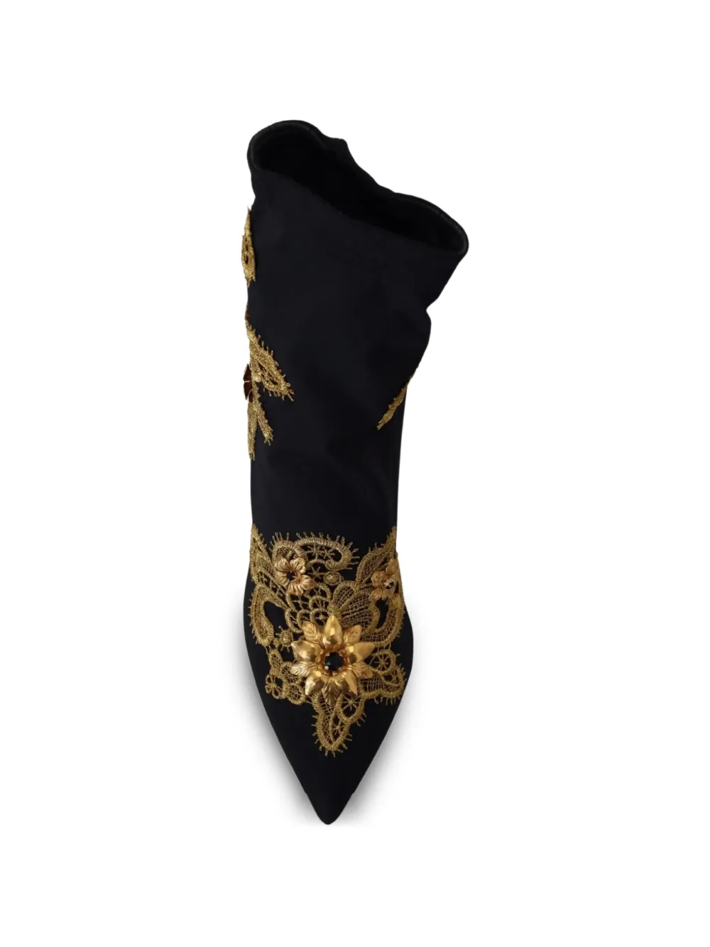 Dolce & Gabbana Enkellaarzen verfraaid met kristallen en kant Zwart