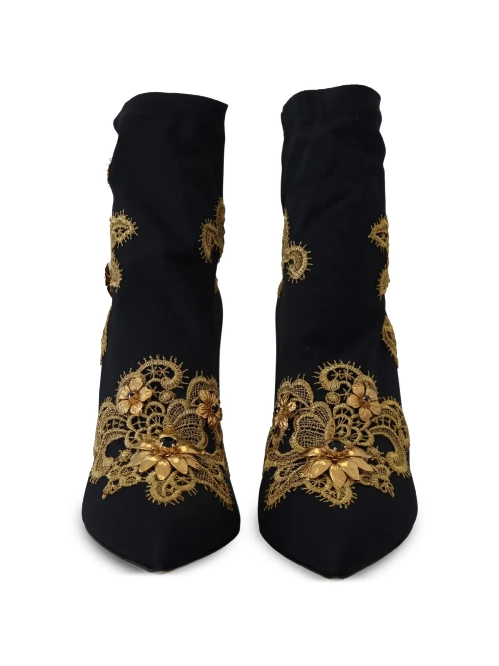 Dolce & Gabbana Enkellaarzen verfraaid met kristallen en kant Zwart