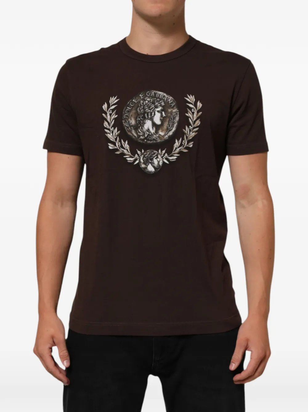 Dolce & Gabbana T-shirt Laurel con stampa - Marrone