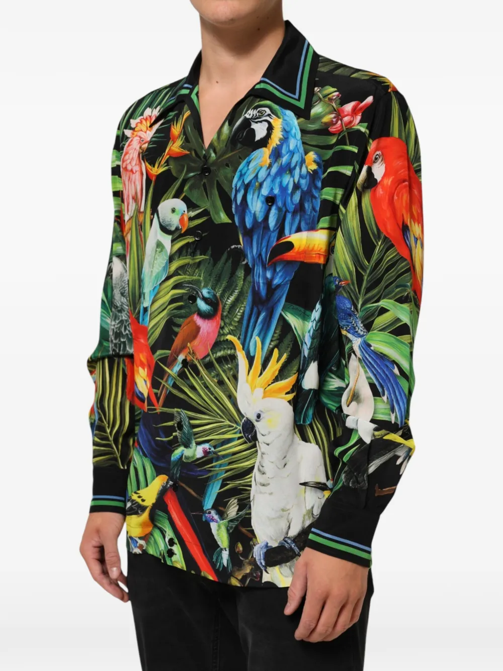Dolce & Gabbana Overhemd met papegaaien-print en lange mouwen Groen