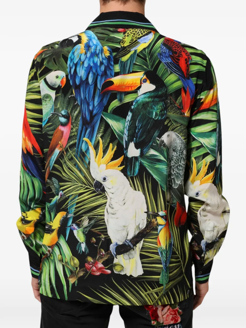 Dolce & Gabbana Overhemd met papegaaien-print en lange mouwen Groen