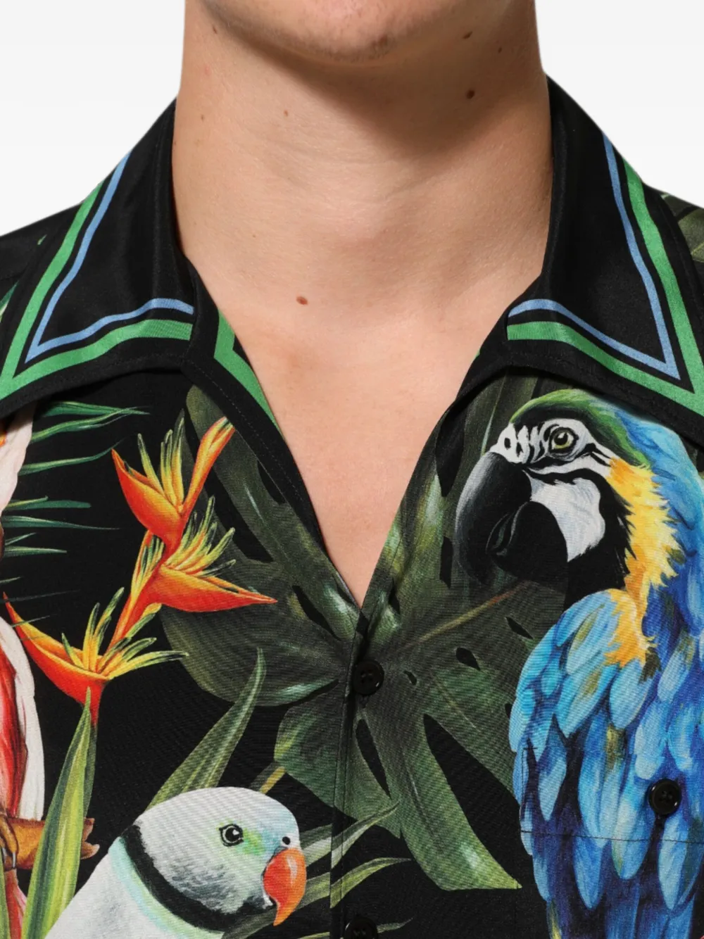 Dolce & Gabbana Overhemd met papegaaien-print en lange mouwen Groen