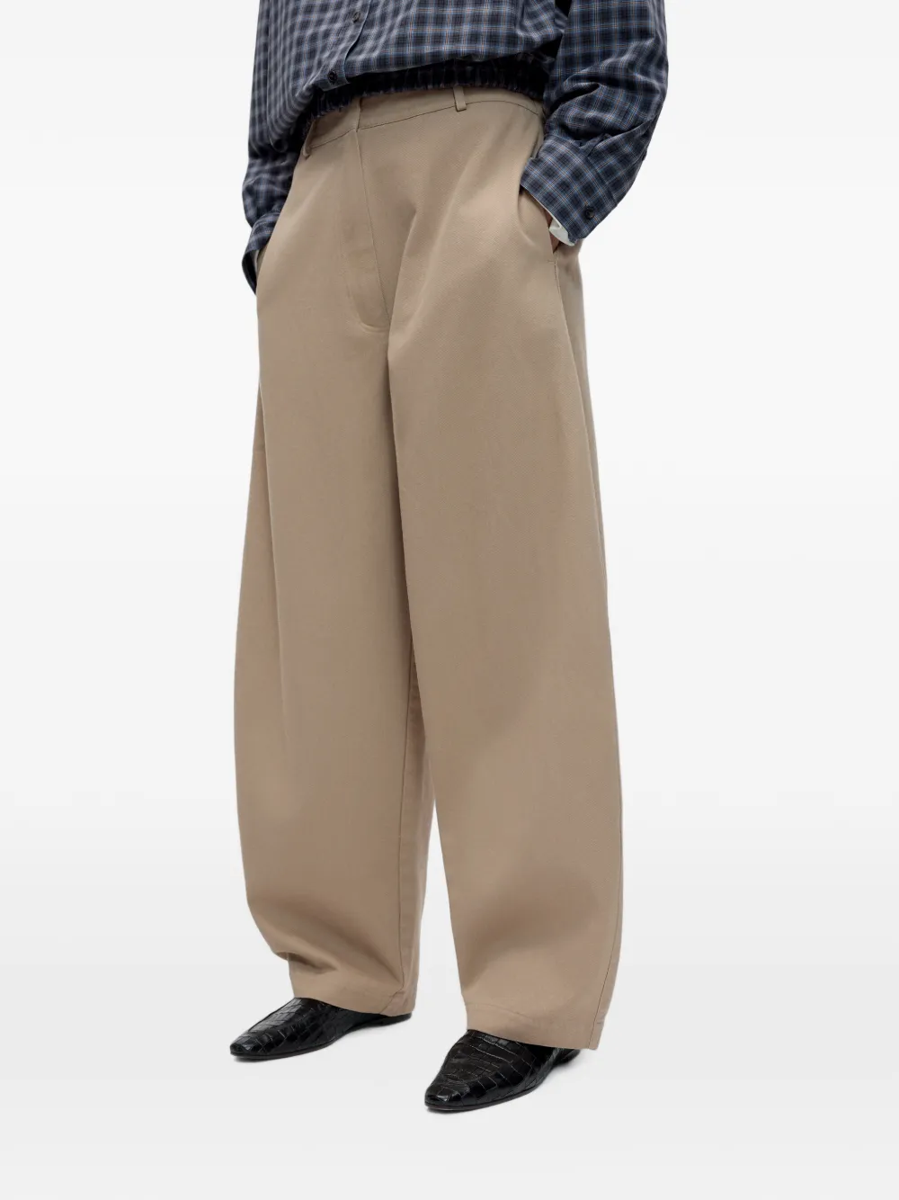 Cordera Curved-leg Cotton Trousers In Neutral