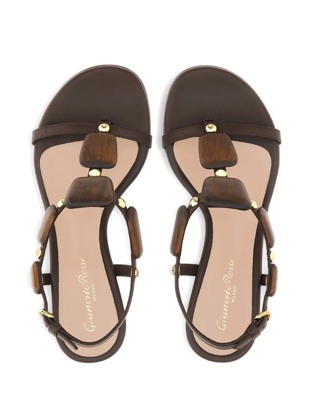 Gianvito Rossi Munduk sandalen verfraaid met hout Bruin